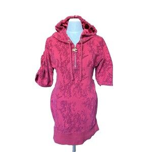 Y2K Apple Bottoms Red Velour Snake Print Hoodie Baddie Dress Gold Logo XL